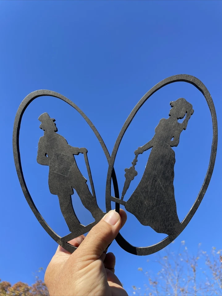 Antigua silueta enmarcada del siglo XIX hombre victoriano mujer arte popular primitivo ❤️blt39j2 Foto 2 de 4