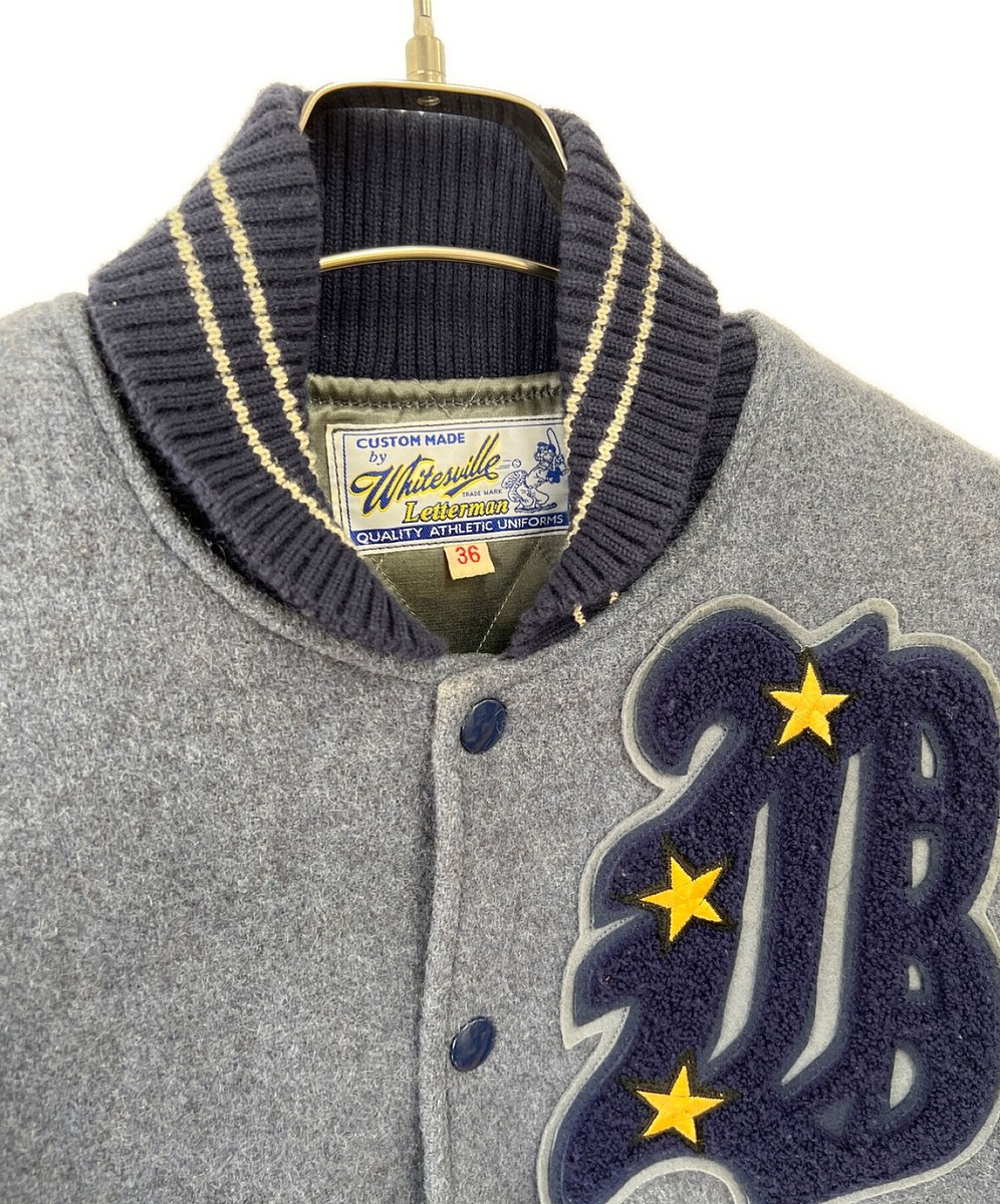 36】 WHITESVILLE WV12839 Leather Stadium Jumper jacket Blue 36】 WHITESVILLE WV12839 Leather Stadium Jumper jacket Blue
