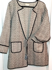 Sweet Magnolia - Womans Size Xl Black & White Jacquard Jacket Blazer Cardigan