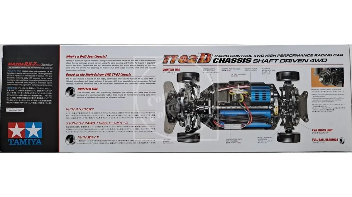 Tamiya RC 1/10 Mazda RX-7 (FD3S) 4WD Drift Spec Kit TT-02D Chassis