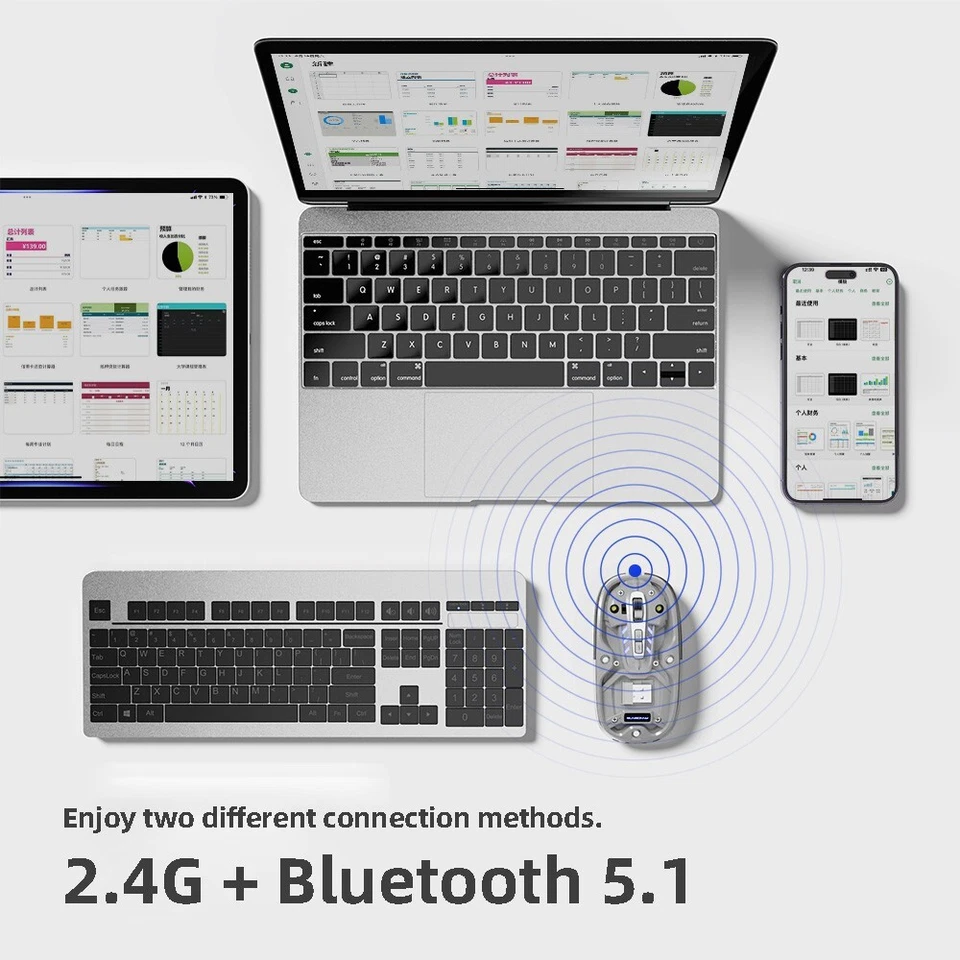 Wireless 2.4G Bluetooth Gaming Mouse Dual Mode BT/USB Esport Clear Mouse - Image 3 of 4