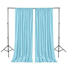 Baby Blue Backdrop Curtains for Parties Polyester Photography Backdrop Drapes...