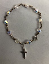 Sparkly Silver Cross Girls Bracelet