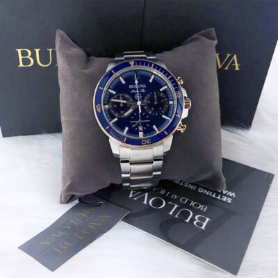 #ad Bulova Series C Blue Dial Marine Star Men New 98B301 Chronograph Watch 45MM $215.20