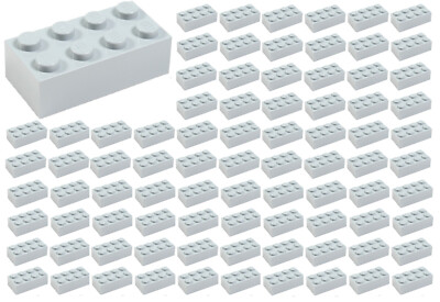 #ad ☀️100 NEW LEGO 2x4 Light Bluish Gray Bricks ID 3001 BULK Parts star wars $19.99