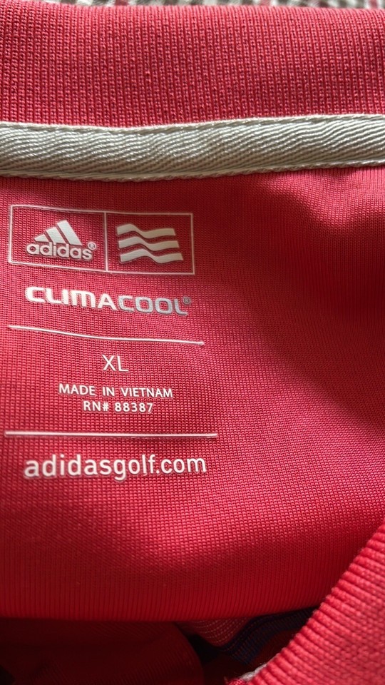 Adidas Golf Climacool Men’s PGA‎ Golf Club Polo Shirt Size XL Pink Blue