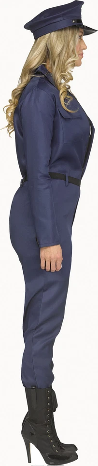 Disfraz de oficial de policía para mujer adulta mono camiseta sin mangas sombrero cinturón NUEVO azul Foto 4 de 4