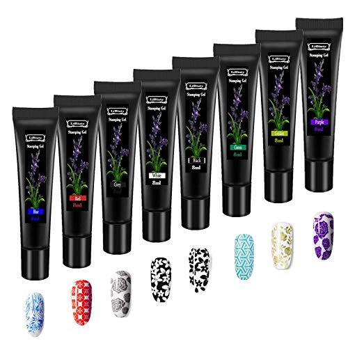 Nail Stamping Gel Polish Set 8Pcs Nail Art Stamping Gel 8ml Printing for Nail...