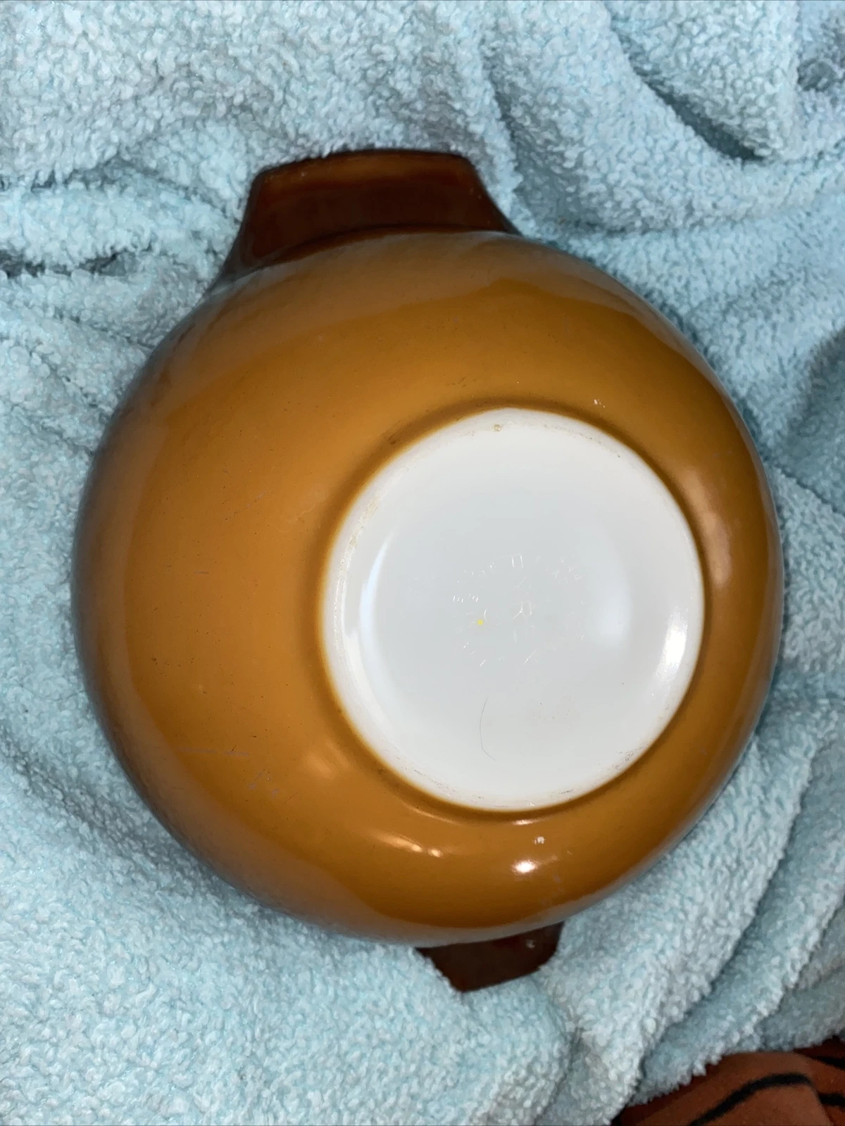 Vintage PYREX Early American Mixing Bowl 4 qt (#444) Tan To Brown AA127