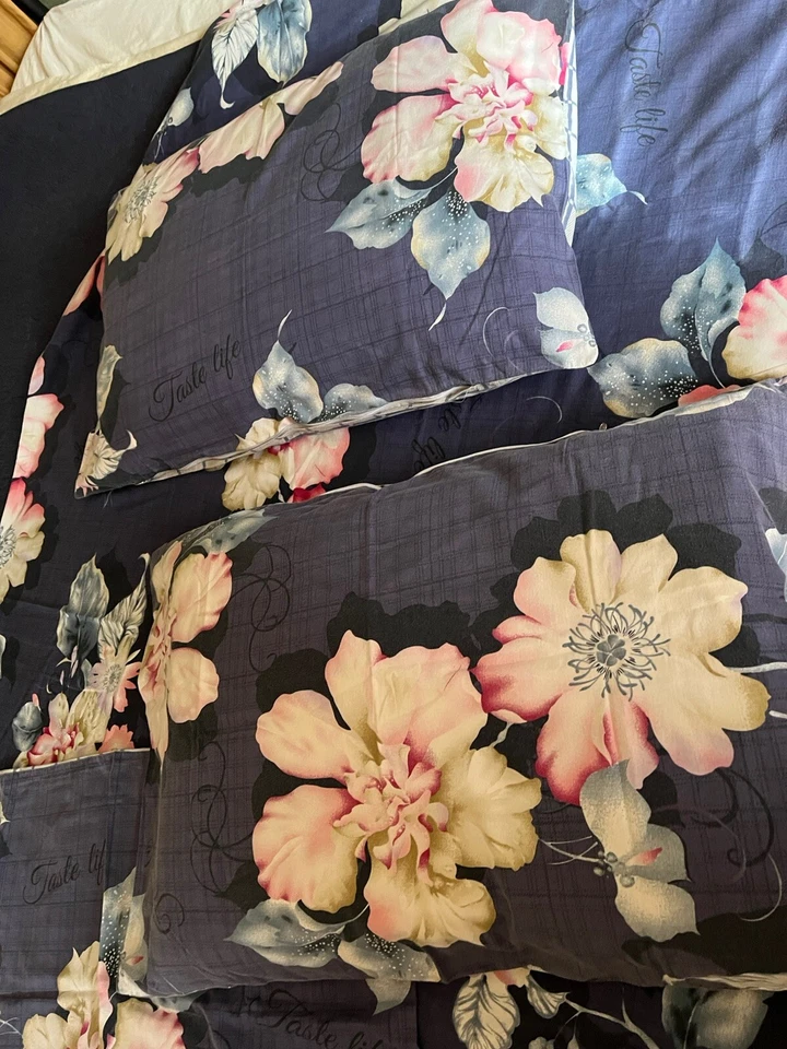 Edredón y 3 fundas "Taste Life" mensaje 57” X 76” SIN MARCA talla doble Foto 4 de 4