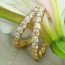 1Ct Lab Created VVS1/D Diamond Huggie Hoop Earrings Solid 14K Yellow Gold Finis