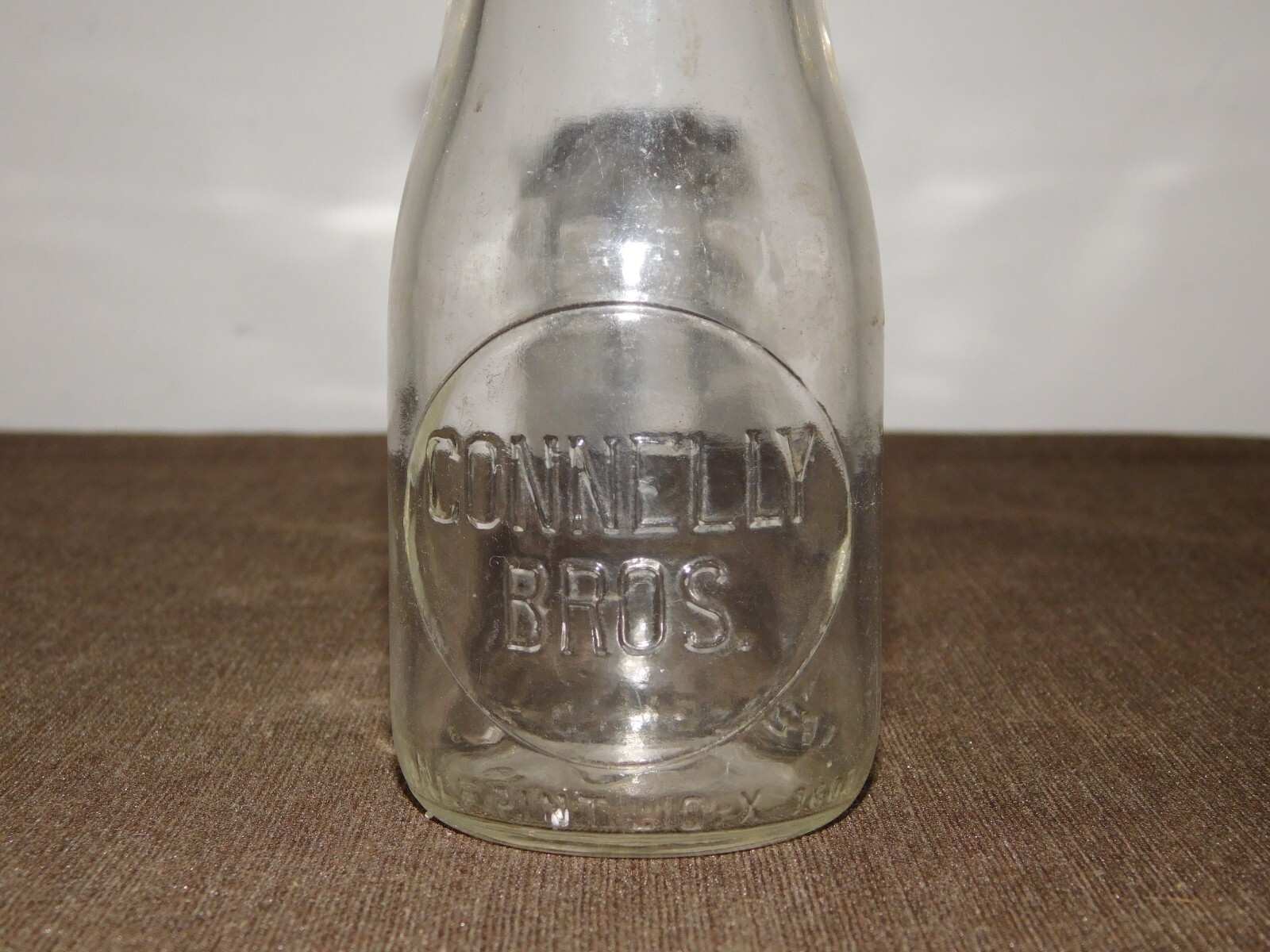 Vintage Half Pint Glass Milk Bottle by Connelly Bros Dairy