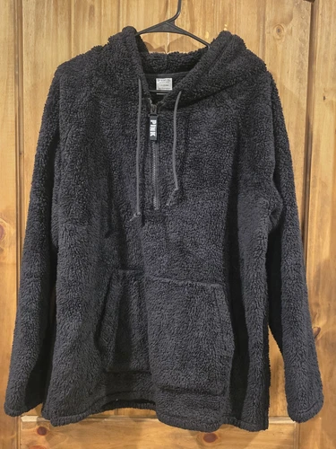 UNDERCOVER Cappotto ROSA Victoria’s Secret con cappuccio quarto zip tasca pelliccia nero grande