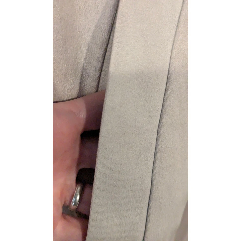 Joan Vass Beige Gamuza Frente Abierto Chaleco Largo Sin Mangas Bolsillos Cárdigan Lagan Foto 3 de 4