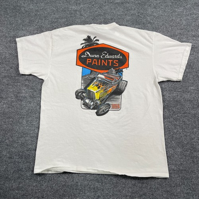 #ad #ad Vintage 90s Dunn Edwards Paints Hot Rod Car Shirt XL 23x29 White $39.00