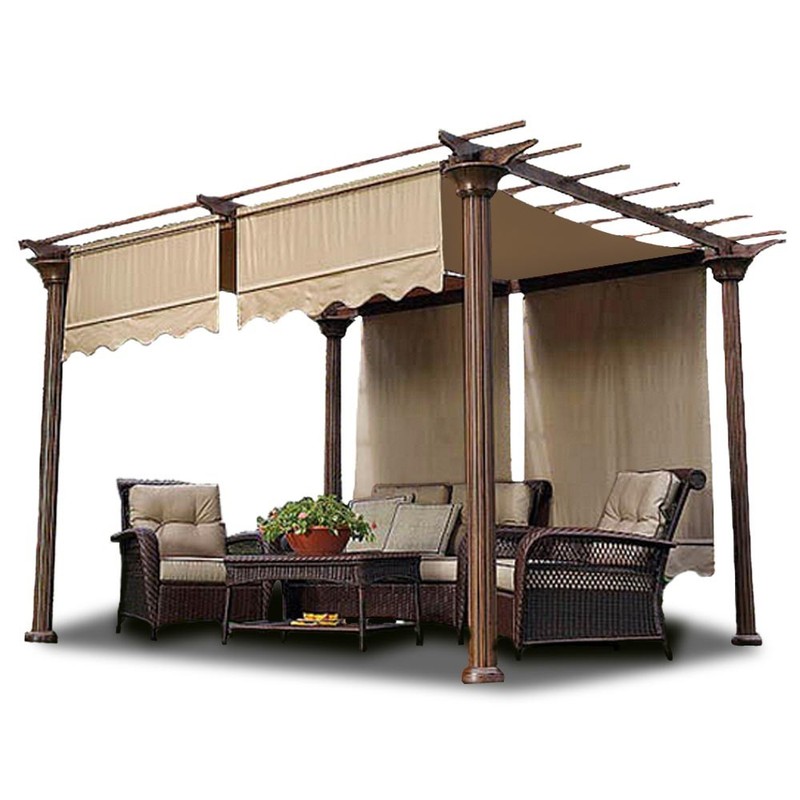 2pcs 15.5x4Ft Pergola Canopy Replacement Cover Tan UV20+ 180g w/ Valance
