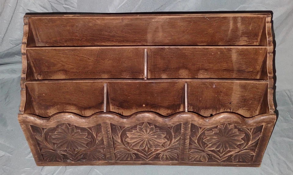 Carrito organizador vintage Lerner imitación madera plástico moldeado 12x4x7" Foto 2 de 4