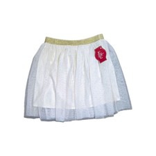 Holiday Time Girls Cream Tulle Tutu Skirt, Glitter Gold Waistband, L 10-12