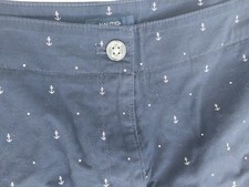 Women's Nautica Navy Blue Anchor Print Chino Shorts Size 12 Preppy Beach