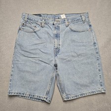 Vintage Y2K Levis 505 Jean Shorts Mens Size 36 Faded Blue Denim Regular Fit