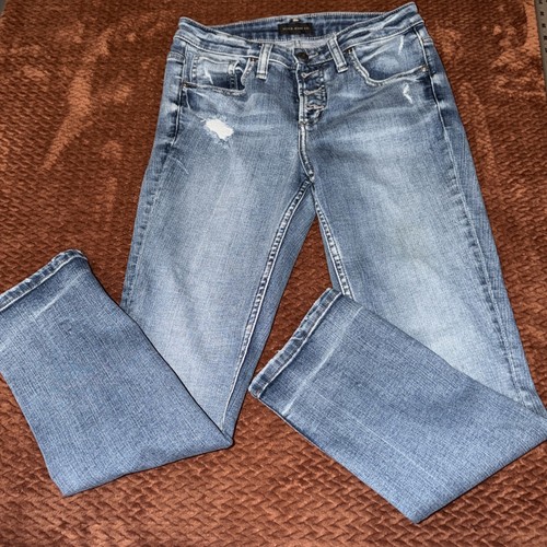 Silver Jeans Co Womens 27x28 Beau Slim Boyfriend Stretch Denim Button Fly