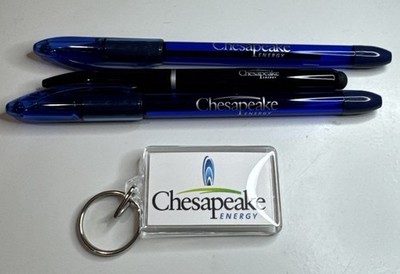 Chesapeake Energy Lot - Keychain & (3) Ink Pen / Oilfield Oil Gas Advertising