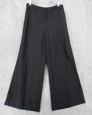 Ann Taylor Loft Pants 8 Wide Leg Linen Blend Trouser Career Office Pockets Black