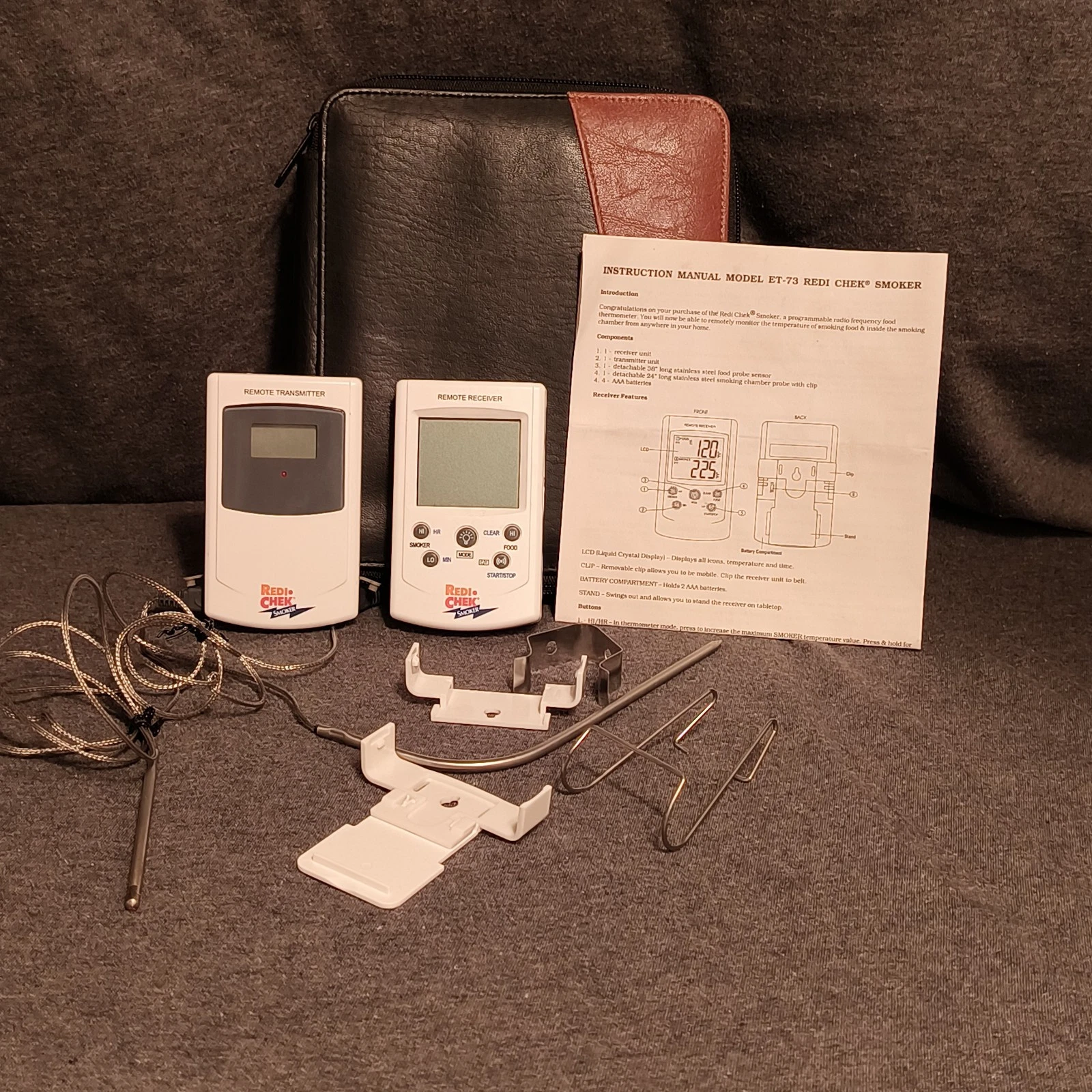 Maverick E-73 Digital Remote Smoker Thermometer W/Case, Belt Clip & Stand
