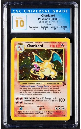 Charizard 2000 Pokemon Base Set 2 Englisch Holo CGC 10 PRISTINE PSA 10 GEM POP 3