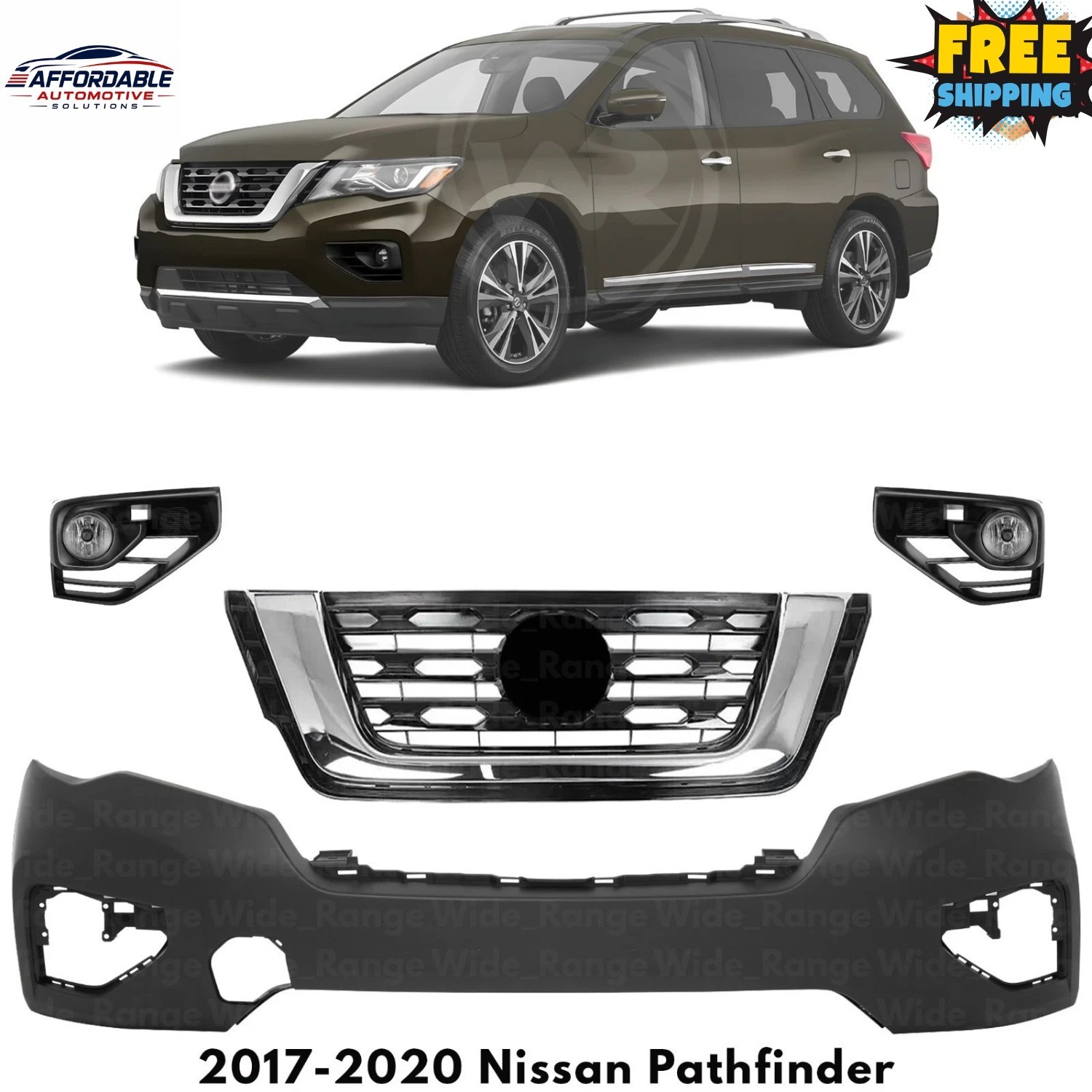 Front Bumper Cover Paintable & Grille Assembly For 2017-2020 Nissan Pathfinder
