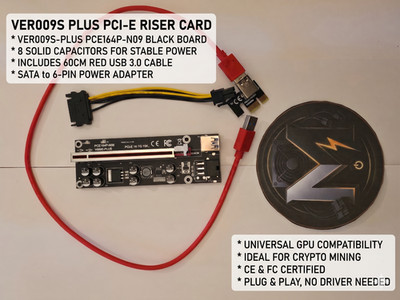 10 PACK PCI Express Riser VER 009S Plus 8-Capacitor SATA 6Pin GPU Miner Bulk