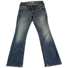 Ariat R.E.A.L. Bootcut Jeans Women 30 Blue Denim Logo Stretch Casual Embellished