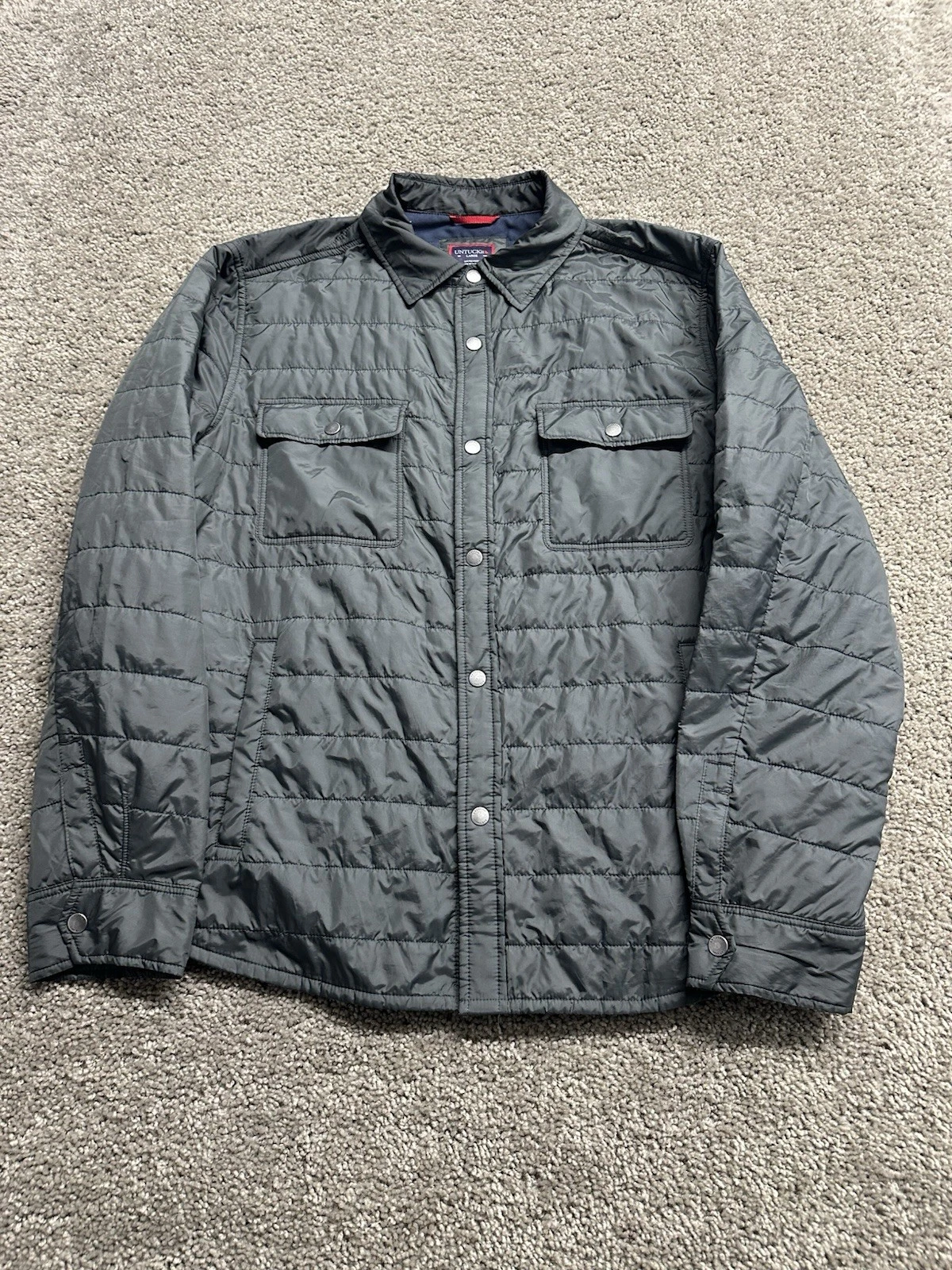 Untuckit Jacket Mens L Large GREY GRAY Insulated Puffer Bomber