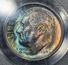 1947-S Roosevelt 10c Silver Dime PCGS MS 64 Incredible Toning Vibrant Colors
