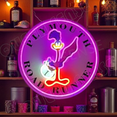 16''x16'' Plymouth Road Runner LED Neon Sign With Dimmer USB Powered Light VL