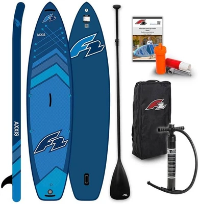 F2 Axxis Combo 12.2 SUP Set Navy Blue iSUP Board Paddel Pumpe Rucksack - Bild 1 von 4