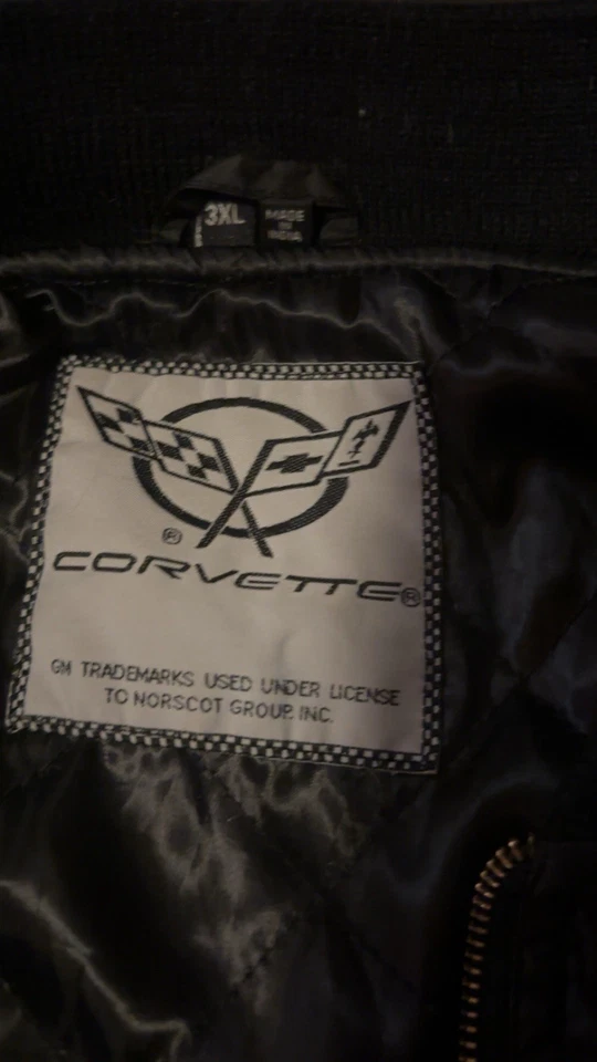 Chaqueta de bombardero de aviador negra Corvette con logotipo bordado talla XXXL (se ajusta como 1X) Foto 4 de 4