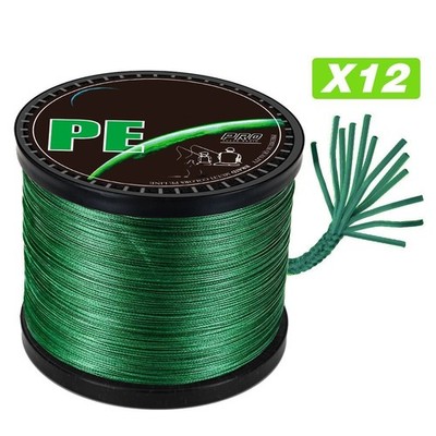 12 Strands Braided Fishing Line PE Multifilament Multicolor Super Strong Line