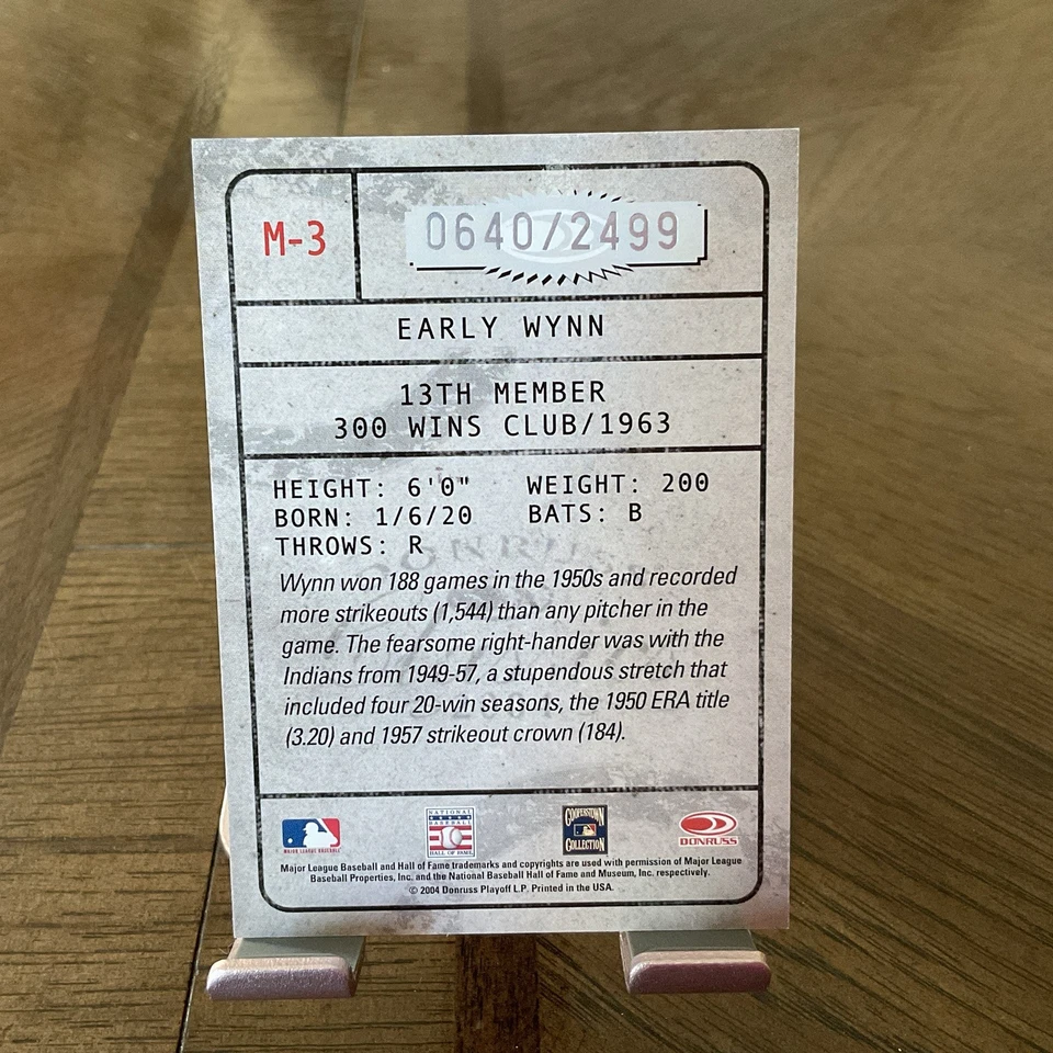 2004 Donruss Classics Membership 640 /2499 Early Wynn #M-3 HOF - Image 2 of 2