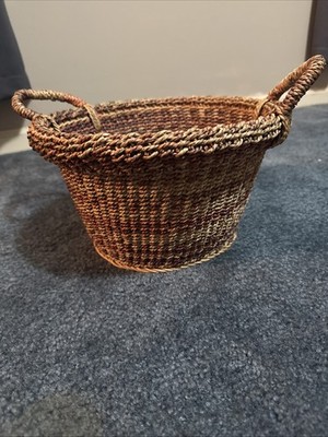 Vintage Woven Basket Natural Materials With Handles