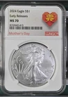 2024 American Silver Eagle NGC MS70 Early Releases Mother's Day Label