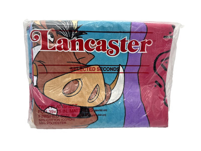 Lancaster Twin Flat Sheet Lion Design 66x96 Cotton Blend Selected Seconds