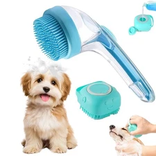 (2-Piece) Pet Bath Brush and Dog Scrubber，Bathing Dog Beauty Massage Brush wi...