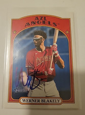 Warner Blakely Signed 2021 Topps Heritage Minors Baseball Card LA Angels #68