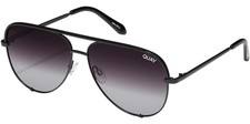 Quay High Key Mini Polarized Black Aviator Sunglasses - QC 000268 BLKFADEP