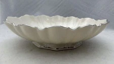 Lenox bone china oval, fluted, footed Serving Bowl - Platinum trim - EUC