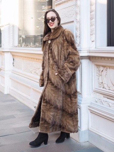Espresso Mist – Mink Section Coat with Regal Swing 50" Long Fast Shipping - Picture 23 of 24