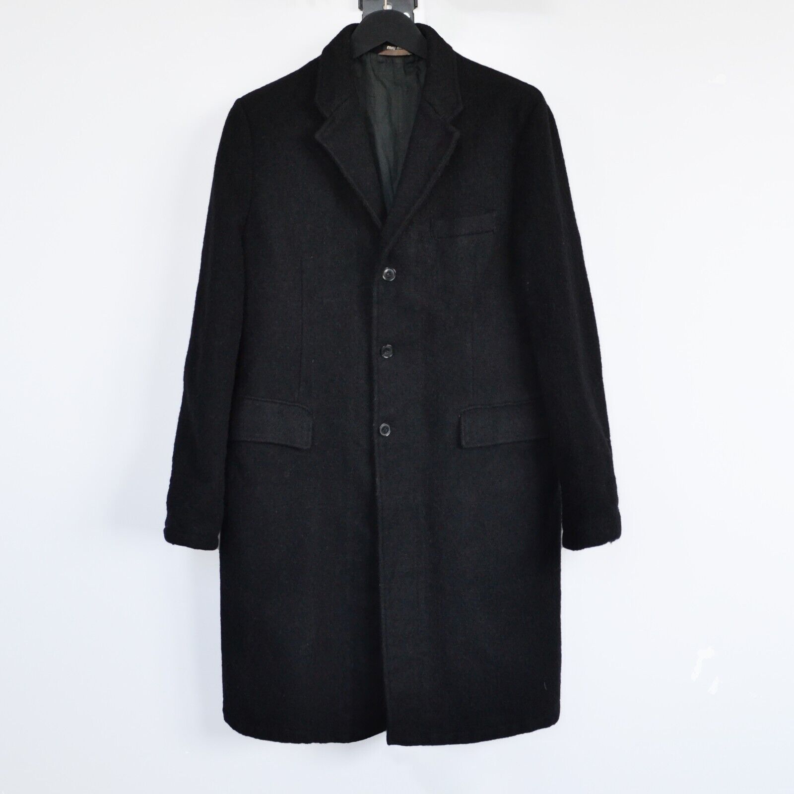 Vintage Mens MIU MIU Coat Jacket Wool Mohair Blac… - image 1