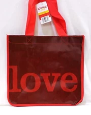 Reusable Holiday "love" Tote Sturdy Shopping Bag 13" x 12.5" x 9"