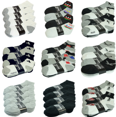 3-12 Pairs Men's Ankle Quarter Crew Sports Socks – Cotton Low Cut, Size 9-13